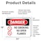 Signmission No Smoking No Open Flames Danger Sign, Vinyl Decal, 24in W x 18in L, 2PK OS-2PACK-DS-D-1824-L-1491 - alternate 5